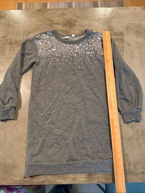 GAP Girls Gray Sequin Yoke Sweatshirt Dress